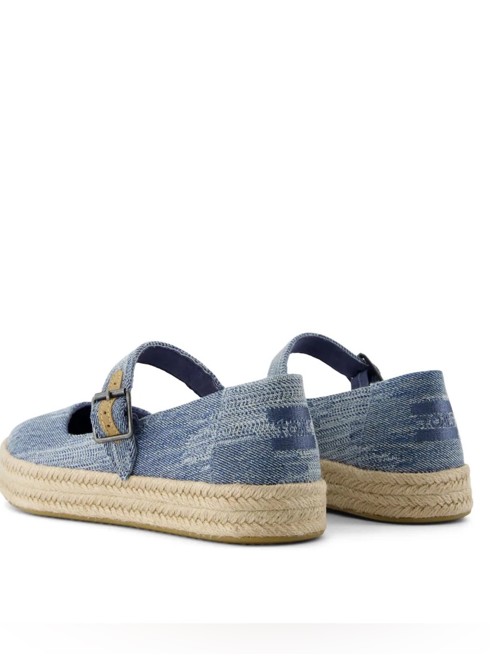 Toms Light Blue Denim Mary Jane Espadrille Platform Shoes - Picture 5 of 6